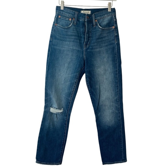 MADEWELL The Perfect Vintage Crop Jeans Straight Leg Medium Wash Blue Size 26 - Picture 1 of 12